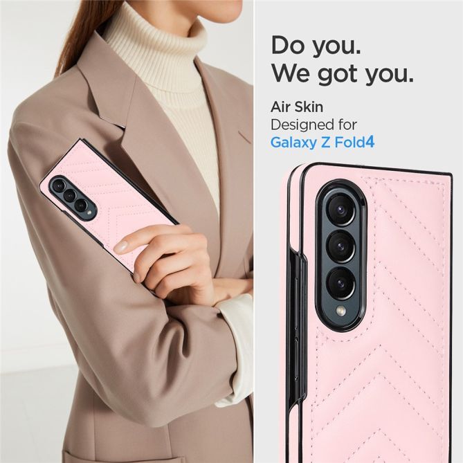 For Samsung Galaxy Z Fold4 5G PU Leather + PC Phone Case V-Shape Stitching Shockproof Folding Cover