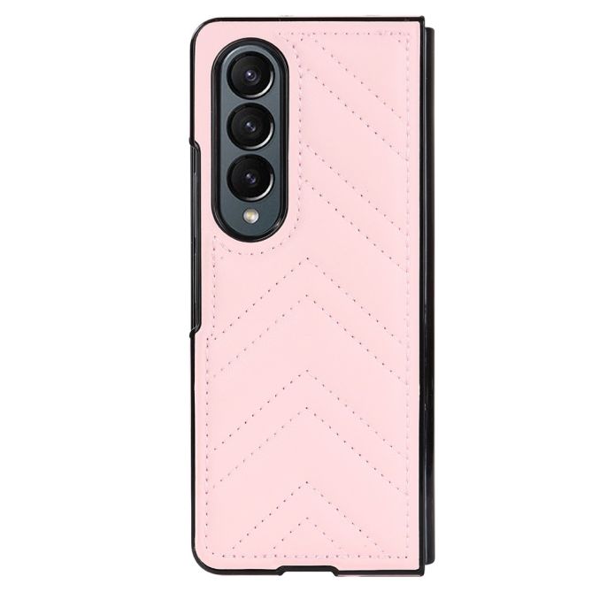 For Samsung Galaxy Z Fold4 5G PU Leather + PC Phone Case V-Shape Stitching Shockproof Folding Cover