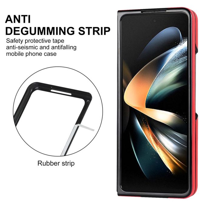 For Samsung Galaxy Z Fold4 5G PU Leather + PC Phone Case V-Shape Stitching Shockproof Folding Cover