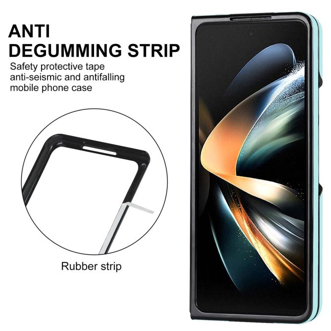 For Samsung Galaxy Z Fold4 5G PU Leather + PC Phone Case V-Shape Stitching Shockproof Folding Cover