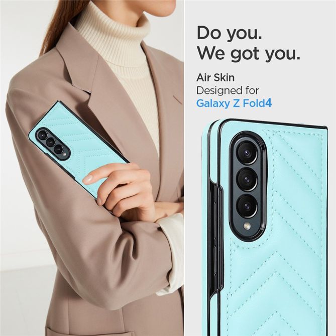 For Samsung Galaxy Z Fold4 5G PU Leather + PC Phone Case V-Shape Stitching Shockproof Folding Cover
