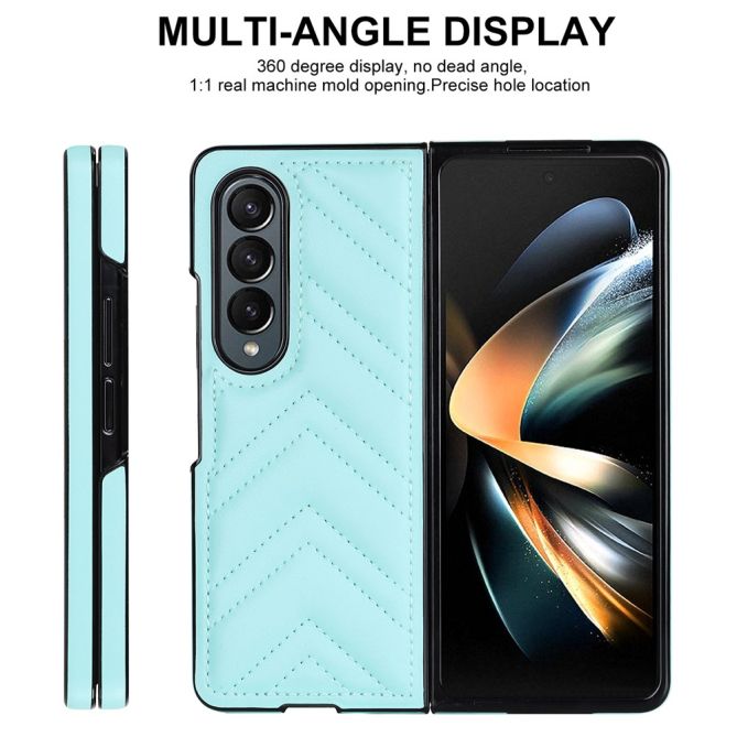 For Samsung Galaxy Z Fold4 5G PU Leather + PC Phone Case V-Shape Stitching Shockproof Folding Cover