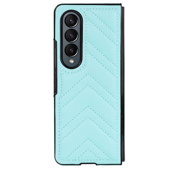 For Samsung Galaxy Z Fold4 5G PU Leather + PC Phone Case V-Shape Stitching Shockproof Folding Cover