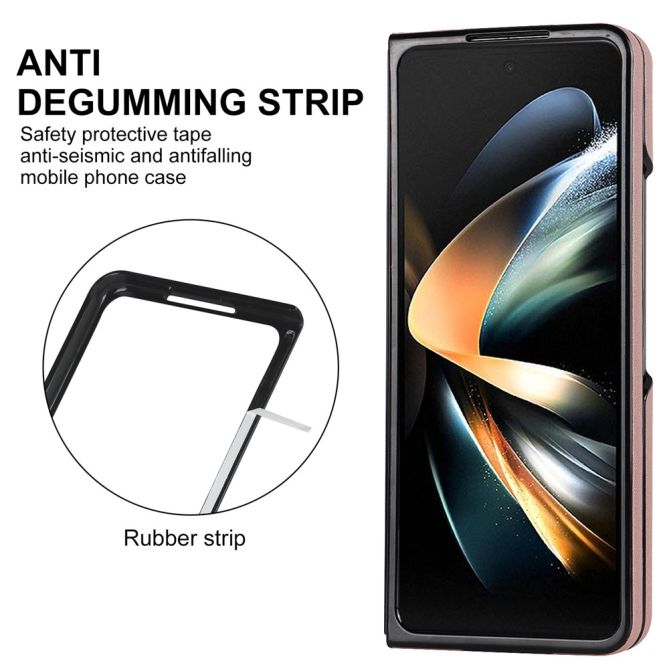 For Samsung Galaxy Z Fold4 5G PU Leather + PC Phone Case V-Shape Stitching Shockproof Folding Cover