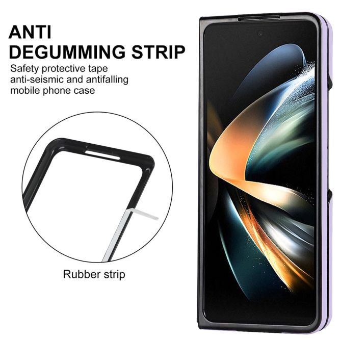 For Samsung Galaxy Z Fold4 5G PU Leather + PC Phone Case V-Shape Stitching Shockproof Folding Cover