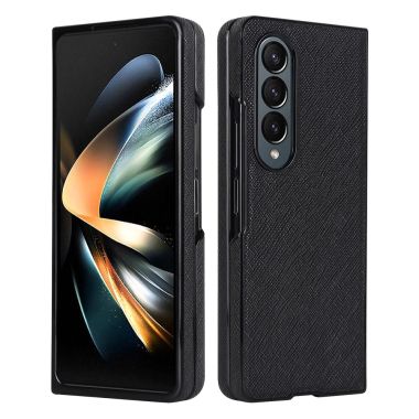 For Samsung Galaxy Z Fold4 5G Shockproof Phone Case PU Leather + PC Cross Texture Cover