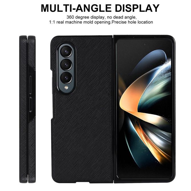 For Samsung Galaxy Z Fold4 5G Shockproof Phone Case PU Leather + PC Cross Texture Cover