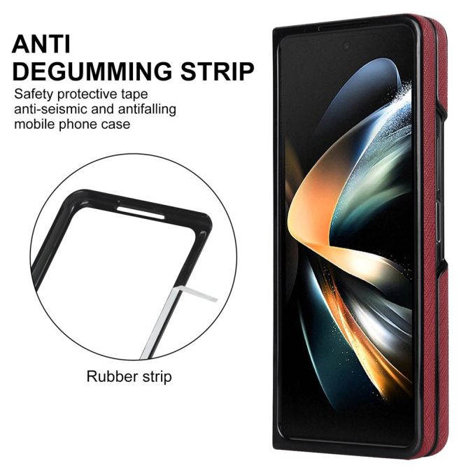 For Samsung Galaxy Z Fold4 5G Shockproof Phone Case PU Leather + PC Cross Texture Cover