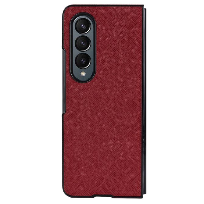 For Samsung Galaxy Z Fold4 5G Shockproof Phone Case PU Leather + PC Cross Texture Cover