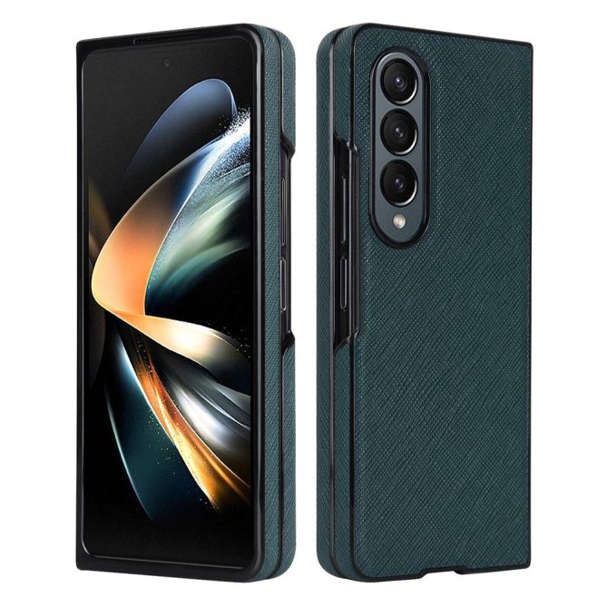For Samsung Galaxy Z Fold4 5G Shockproof Phone Case PU Leather + PC Cross Texture Cover