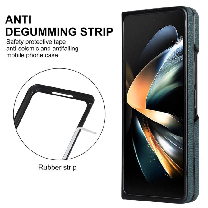 For Samsung Galaxy Z Fold4 5G Shockproof Phone Case PU Leather + PC Cross Texture Cover