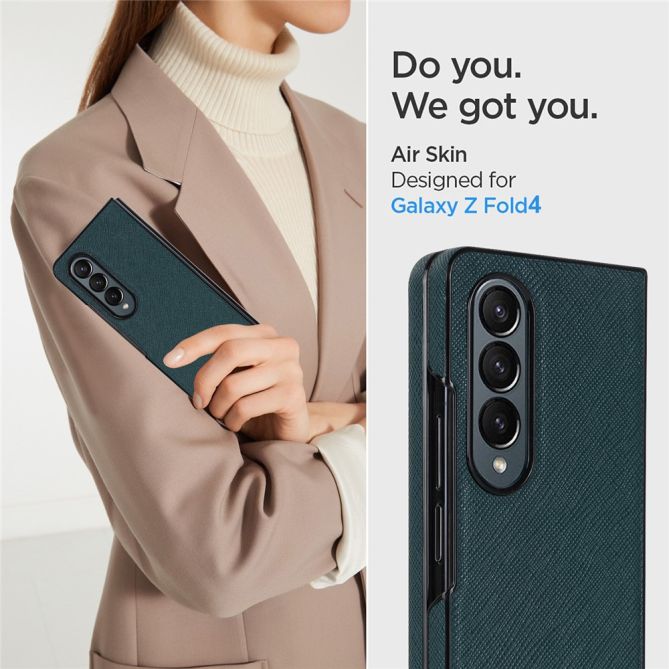 For Samsung Galaxy Z Fold4 5G Shockproof Phone Case PU Leather + PC Cross Texture Cover