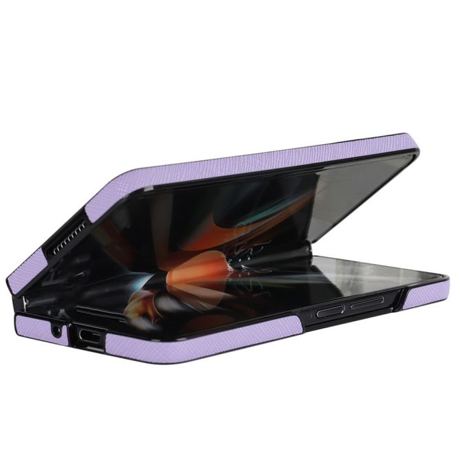 For Samsung Galaxy Z Fold4 5G Shockproof Phone Case PU Leather + PC Cross Texture Cover