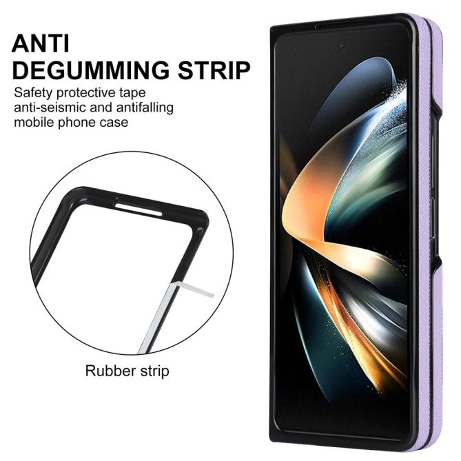 For Samsung Galaxy Z Fold4 5G Shockproof Phone Case PU Leather + PC Cross Texture Cover