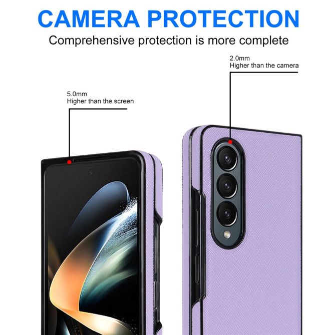 For Samsung Galaxy Z Fold4 5G Shockproof Phone Case PU Leather + PC Cross Texture Cover