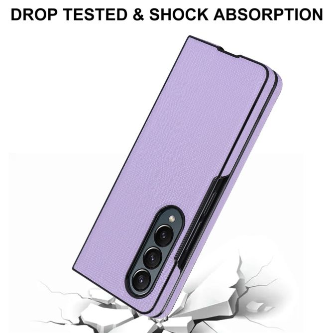 For Samsung Galaxy Z Fold4 5G Shockproof Phone Case PU Leather + PC Cross Texture Cover