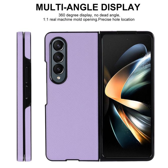 For Samsung Galaxy Z Fold4 5G Shockproof Phone Case PU Leather + PC Cross Texture Cover