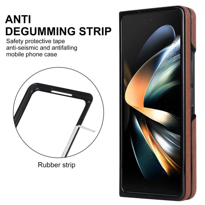For Samsung Galaxy Z Fold4 5G Shockproof Phone Case PU Leather + PC Cross Texture Cover