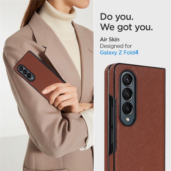 For Samsung Galaxy Z Fold4 5G Shockproof Phone Case PU Leather + PC Cross Texture Cover