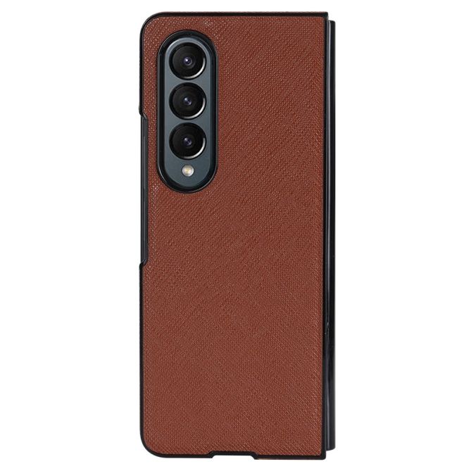 For Samsung Galaxy Z Fold4 5G Shockproof Phone Case PU Leather + PC Cross Texture Cover