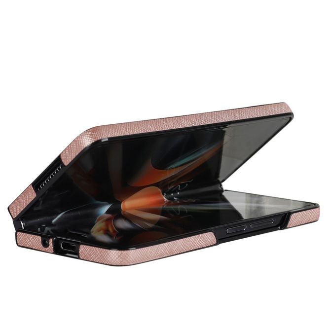 For Samsung Galaxy Z Fold4 5G Shockproof Phone Case PU Leather + PC Cross Texture Cover
