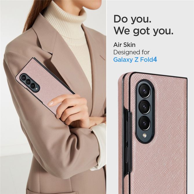 For Samsung Galaxy Z Fold4 5G Shockproof Phone Case PU Leather + PC Cross Texture Cover