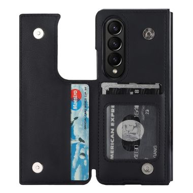 ZD020 Kickstand Phone Case for Samsung Galaxy Z Fold4 5G , Stitching Rhombus PU Leather+PC Card Slots Cover