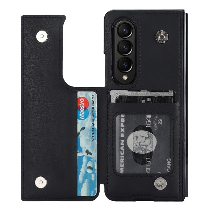 ZD020 Kickstand Phone Case for Samsung Galaxy Z Fold4 5G , Stitching Rhombus PU Leather+PC Card Slots Cover