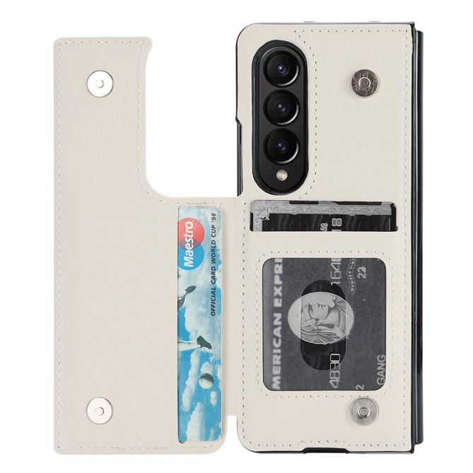 ZD020 Kickstand Phone Case for Samsung Galaxy Z Fold4 5G , Stitching Rhombus PU Leather+PC Card Slots Cover