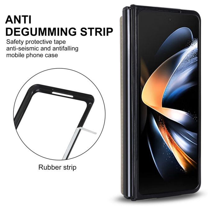 ZD020 Kickstand Phone Case for Samsung Galaxy Z Fold4 5G , Stitching Rhombus PU Leather+PC Card Slots Cover
