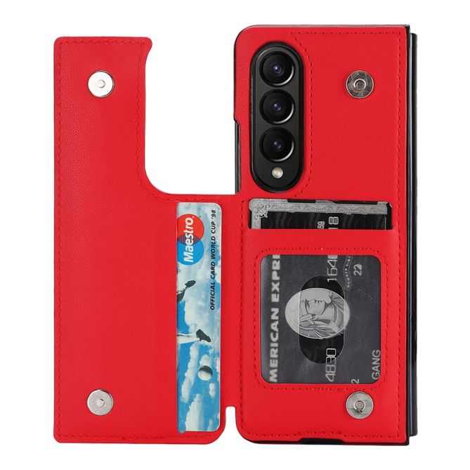 ZD020 Kickstand Phone Case for Samsung Galaxy Z Fold4 5G , Stitching Rhombus PU Leather+PC Card Slots Cover