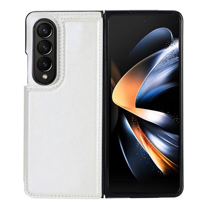 ZD018 Card Holder Phone Case for Samsung Galaxy Z Fold4 5G , PU Leather+PC Kickstand Double Magnetic Clasp Cover
