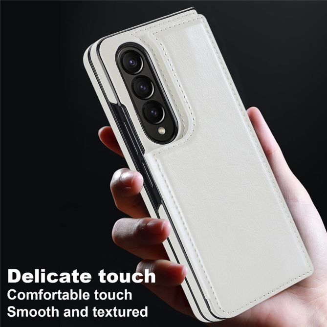 ZD018 Card Holder Phone Case for Samsung Galaxy Z Fold4 5G , PU Leather+PC Kickstand Double Magnetic Clasp Cover