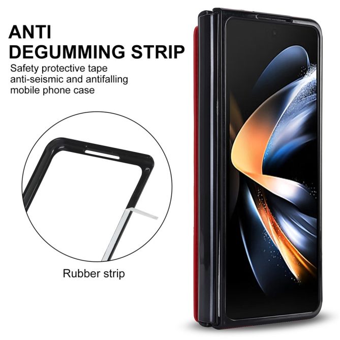 ZD018 Card Holder Phone Case for Samsung Galaxy Z Fold4 5G , PU Leather+PC Kickstand Double Magnetic Clasp Cover