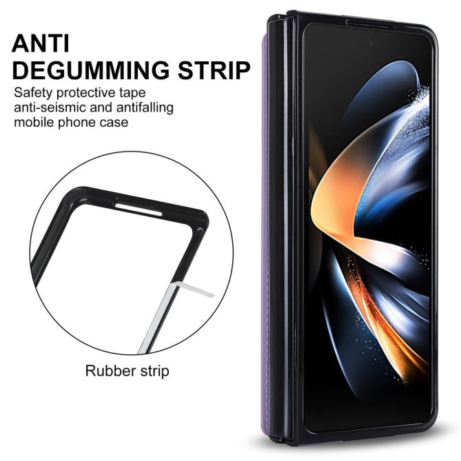 ZD018 Card Holder Phone Case for Samsung Galaxy Z Fold4 5G , PU Leather+PC Kickstand Double Magnetic Clasp Cover