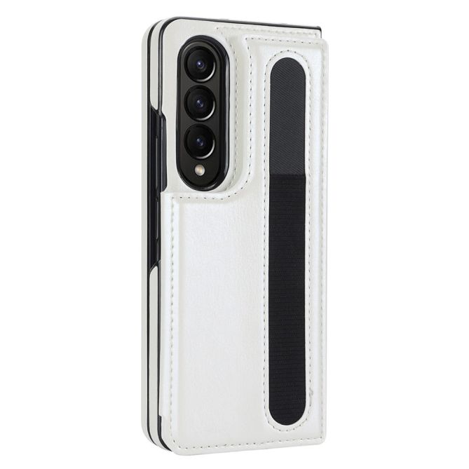 ZD019 Card Slots Kickstand Cover for Samsung Galaxy Z Fold4 5G , PU Leather+PC Folding Phone Case with Pen Holder