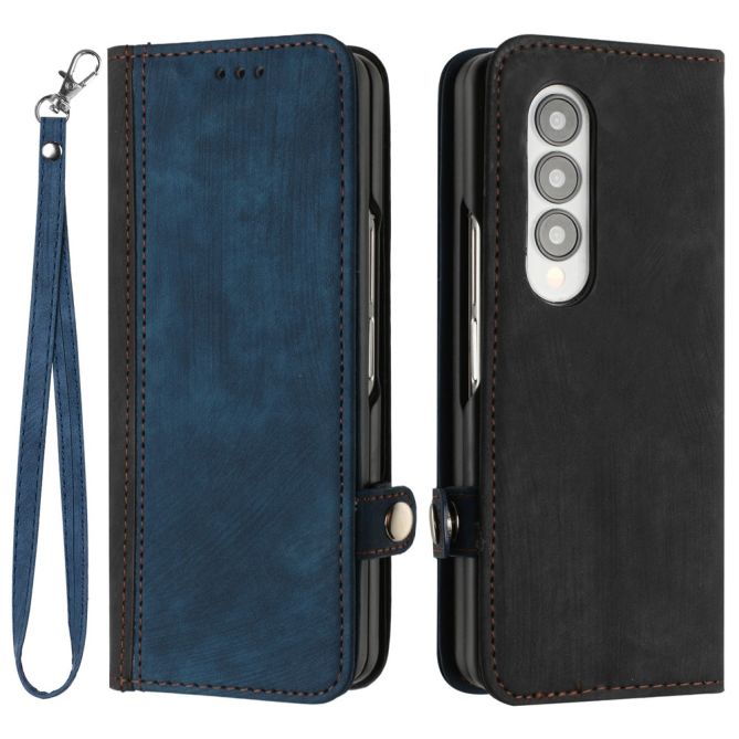 YX0020 For Samsung Galaxy Z Fold4 5G Card Holder Slots Phone Case PU Leather+PC Protective Cover