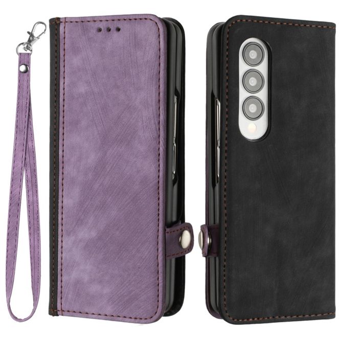 YX0020 For Samsung Galaxy Z Fold4 5G Card Holder Slots Phone Case PU Leather+PC Protective Cover