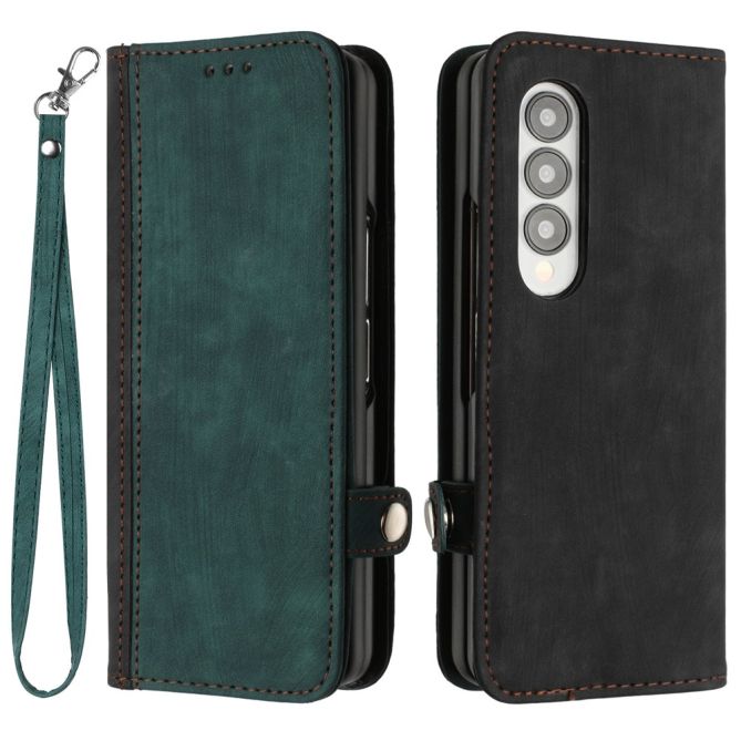 YX0020 For Samsung Galaxy Z Fold4 5G Card Holder Slots Phone Case PU Leather+PC Protective Cover