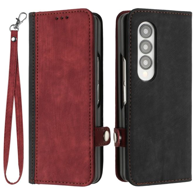 YX0020 For Samsung Galaxy Z Fold4 5G Card Holder Slots Phone Case PU Leather+PC Protective Cover