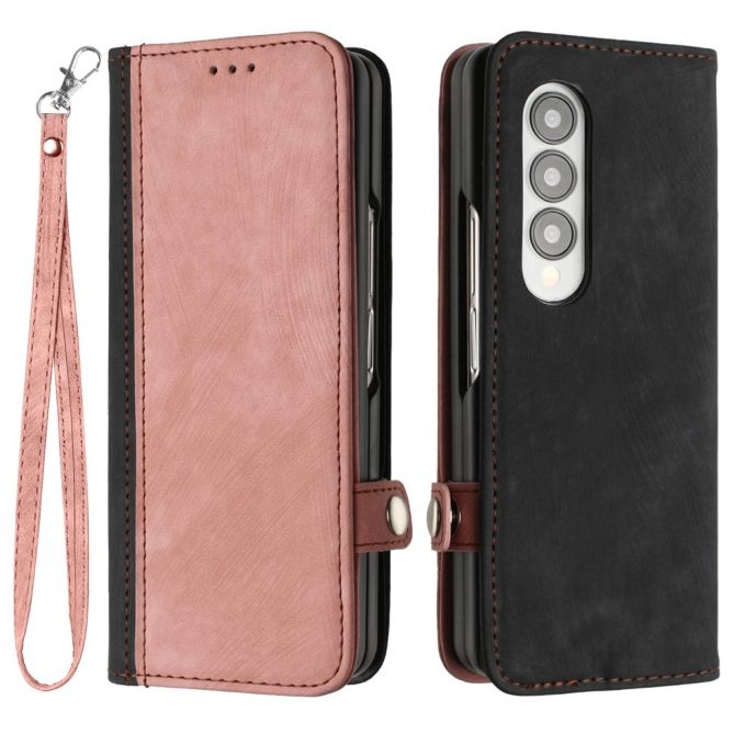 YX0020 For Samsung Galaxy Z Fold4 5G Card Holder Slots Phone Case PU Leather+PC Protective Cover