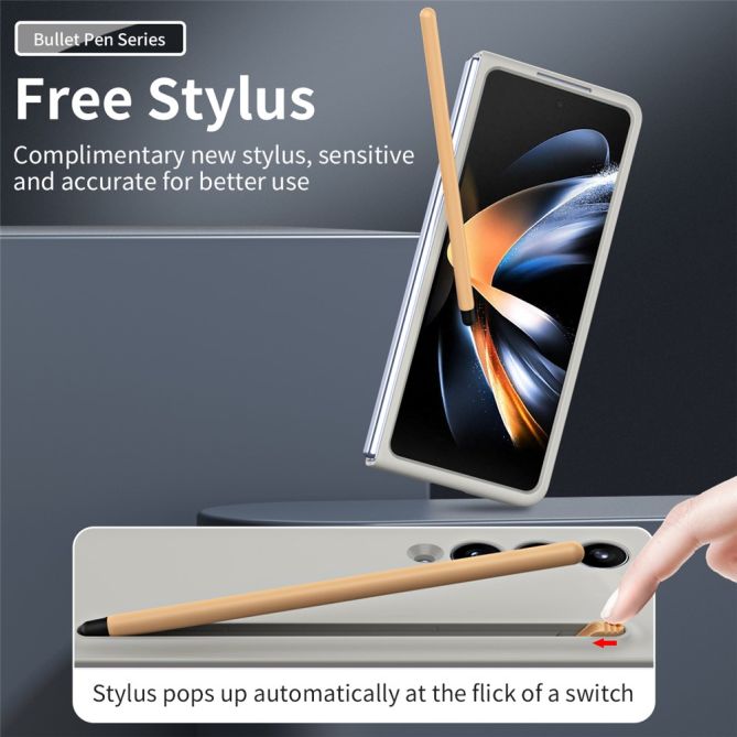 For Samsung Galaxy Z Fold4 5G Case with Stylus Pen Rubberized PC Folding Phone Cover