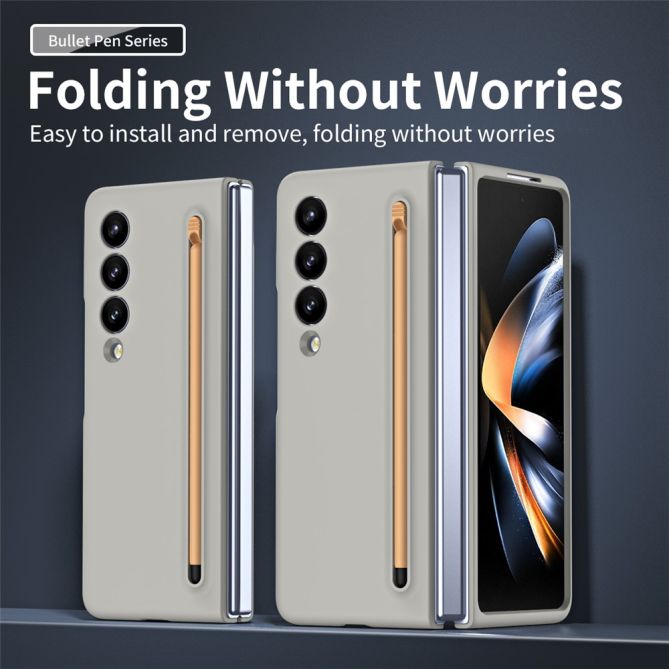 For Samsung Galaxy Z Fold4 5G Case with Stylus Pen Rubberized PC Folding Phone Cover