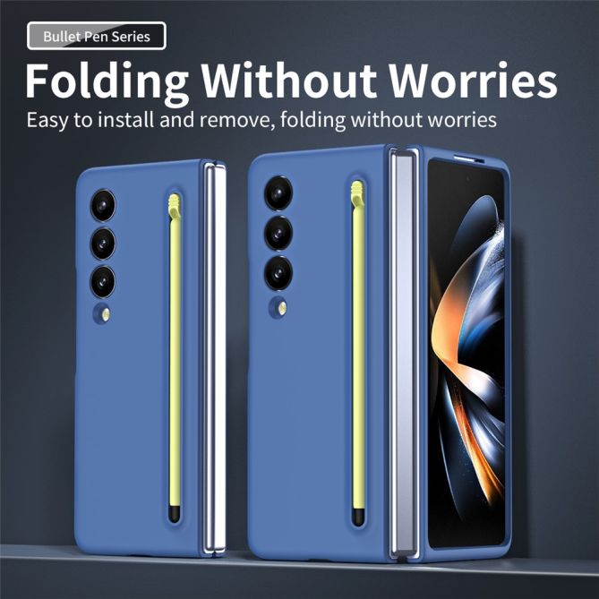 For Samsung Galaxy Z Fold4 5G Case with Stylus Pen Rubberized PC Folding Phone Cover