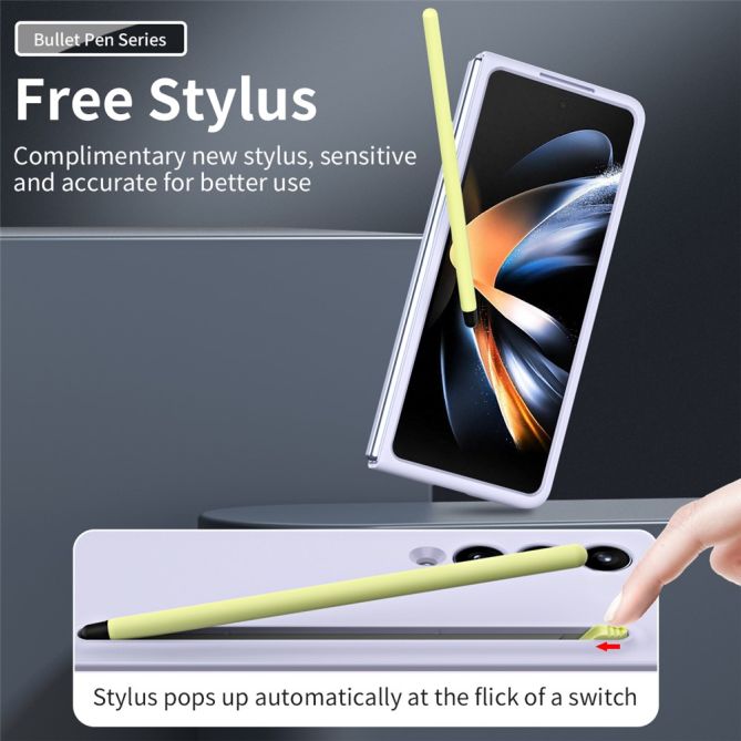 For Samsung Galaxy Z Fold4 5G Case with Stylus Pen Rubberized PC Folding Phone Cover