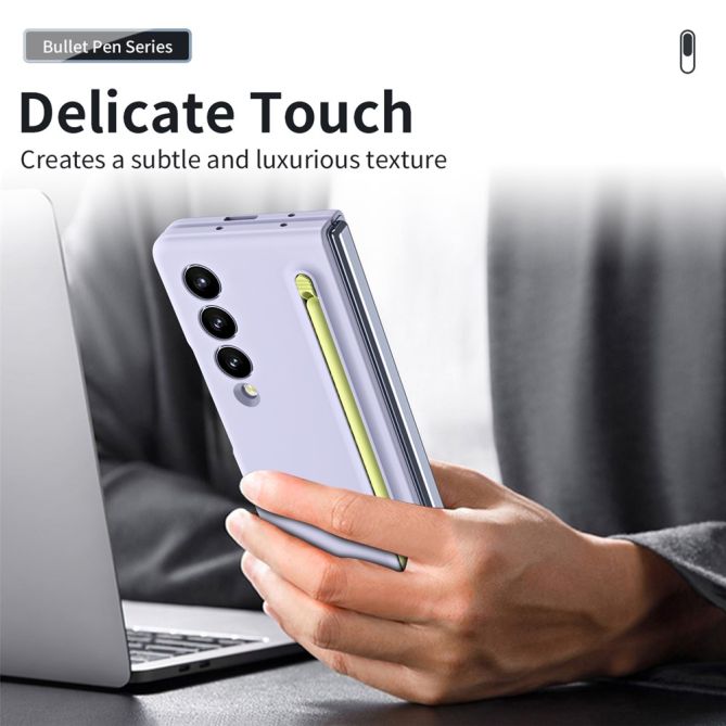 For Samsung Galaxy Z Fold4 5G Case with Stylus Pen Rubberized PC Folding Phone Cover