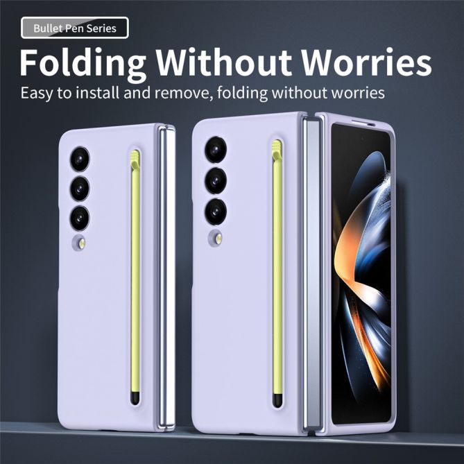 For Samsung Galaxy Z Fold4 5G Case with Stylus Pen Rubberized PC Folding Phone Cover