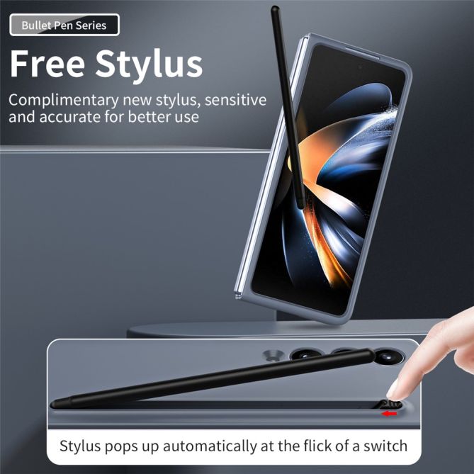 For Samsung Galaxy Z Fold4 5G Case with Stylus Pen Rubberized PC Folding Phone Cover