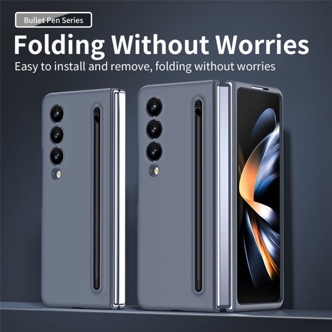 For Samsung Galaxy Z Fold4 5G Case with Stylus Pen Rubberized PC Folding Phone Cover