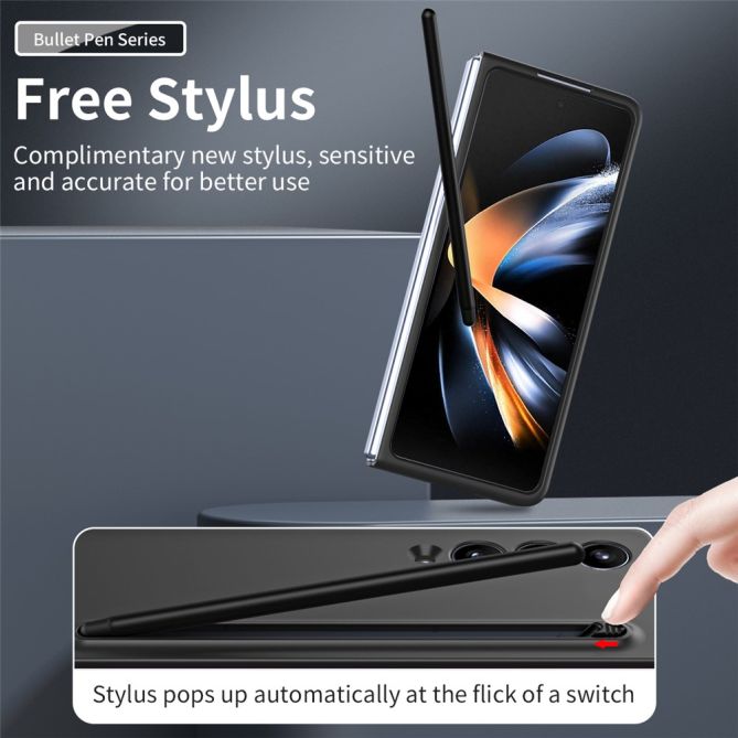 For Samsung Galaxy Z Fold4 5G Case with Stylus Pen Rubberized PC Folding Phone Cover